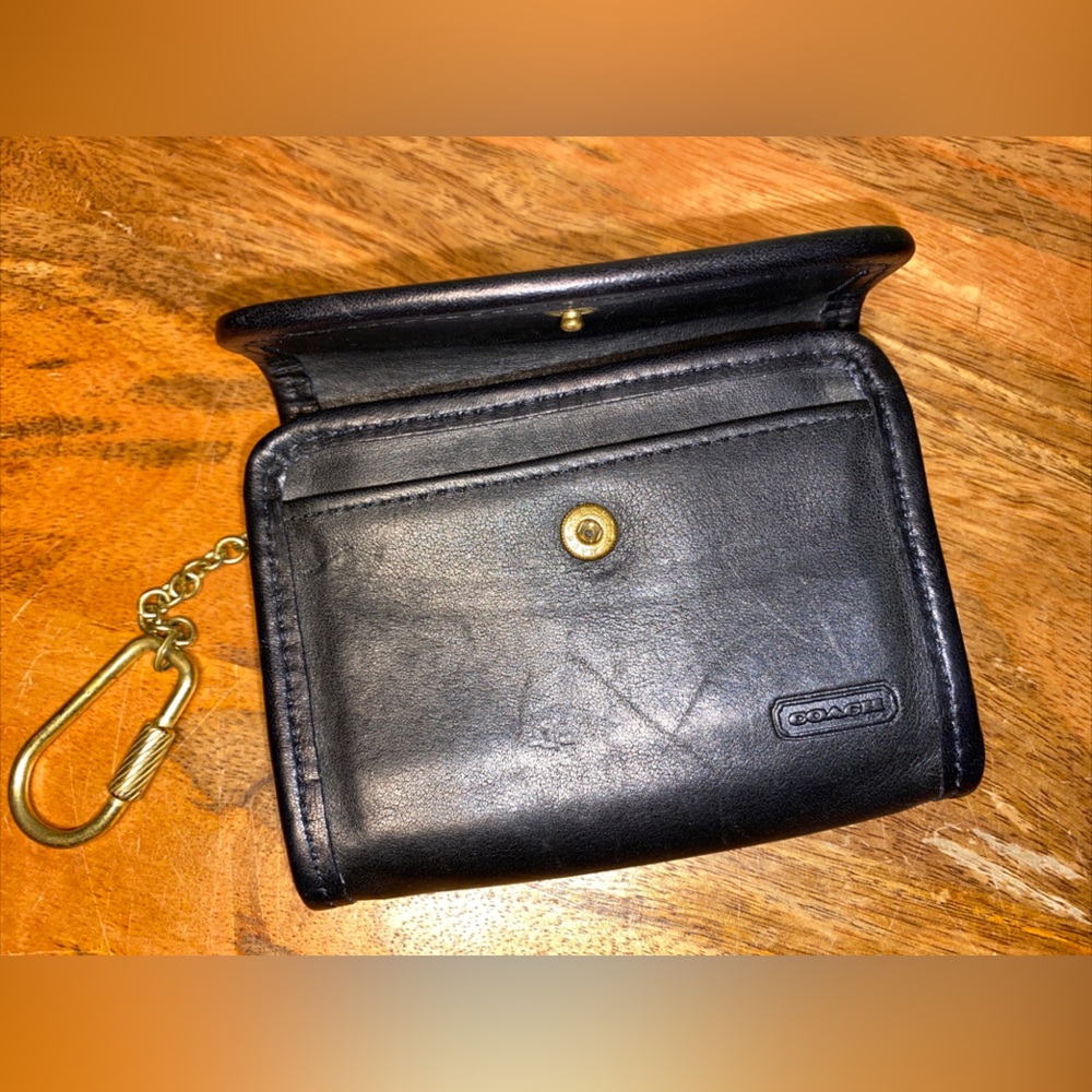 Vintage Coach Black Leather Clutch Key Ring Wallet - Picture 8 of 11